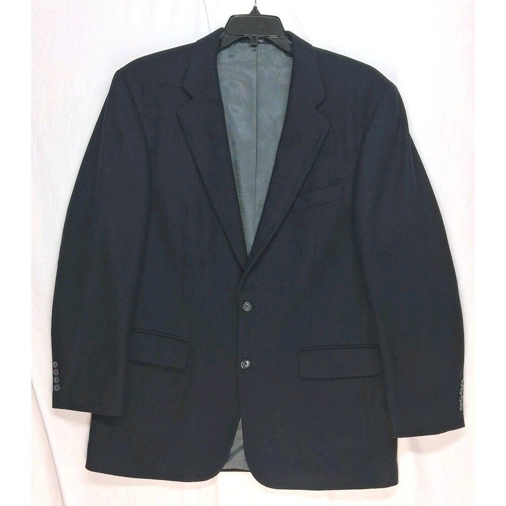 Oscar De La Renta 44L Men Wool Cashmere Sport Coat Blue Business  Quiet Luxury